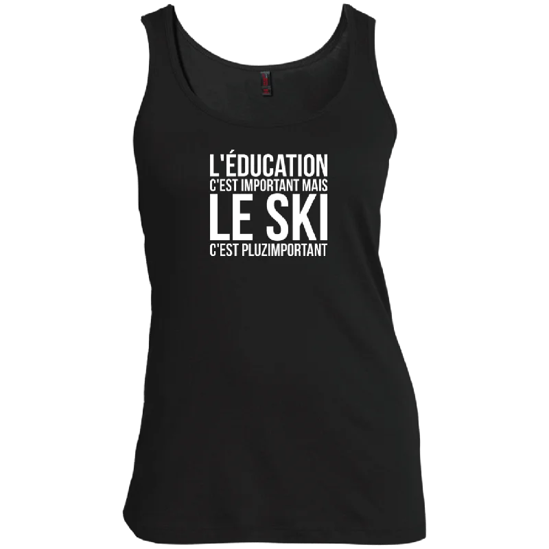 Discount Deals Education Is Important But Skiing Is Importanter - French Tank Tops