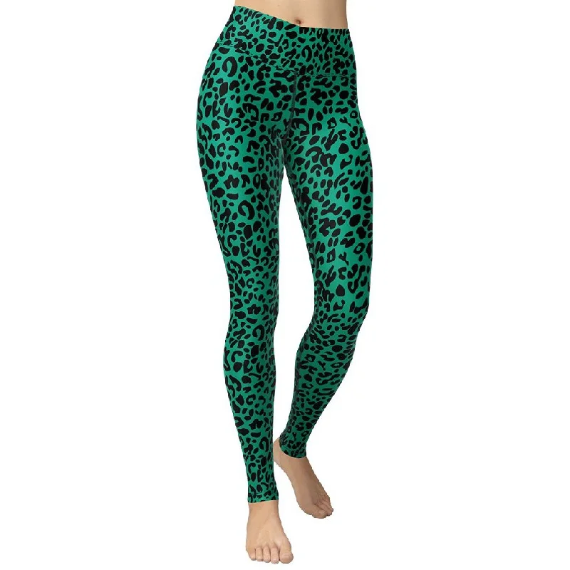 Discount Mania Emerald Green Leopard Yoga Leggings