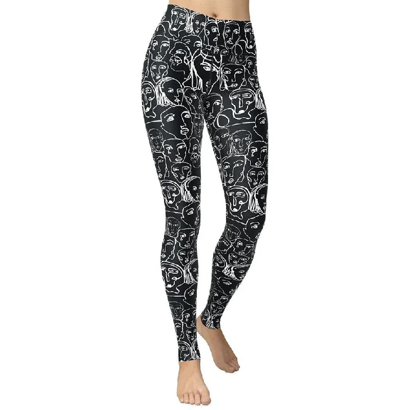YEAR-End Clearance Face Drawings Yoga Leggings