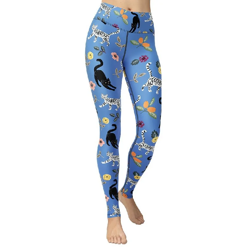 TIME-Limited Offer Feline & Flower Pattern Yoga Leggings