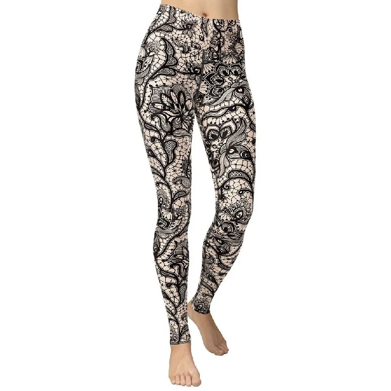 Weekend Deal Flower Lace Print Yoga Leggings