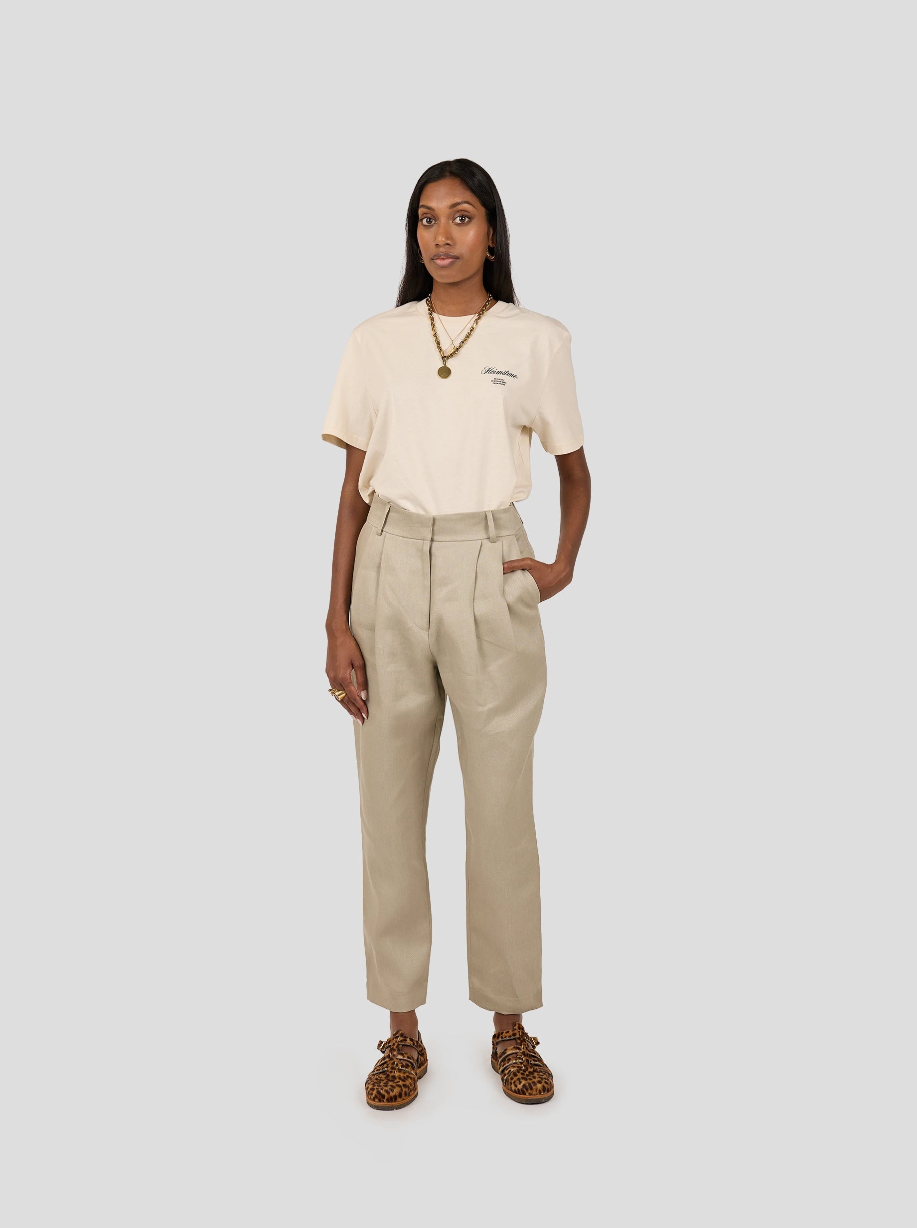 Amazing Deals Gabriel Pants in Sand Linen