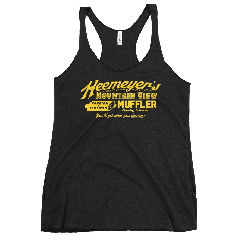 Steals and Deals Heemeyer's Mountain View Muffler Women's Racerback Tank