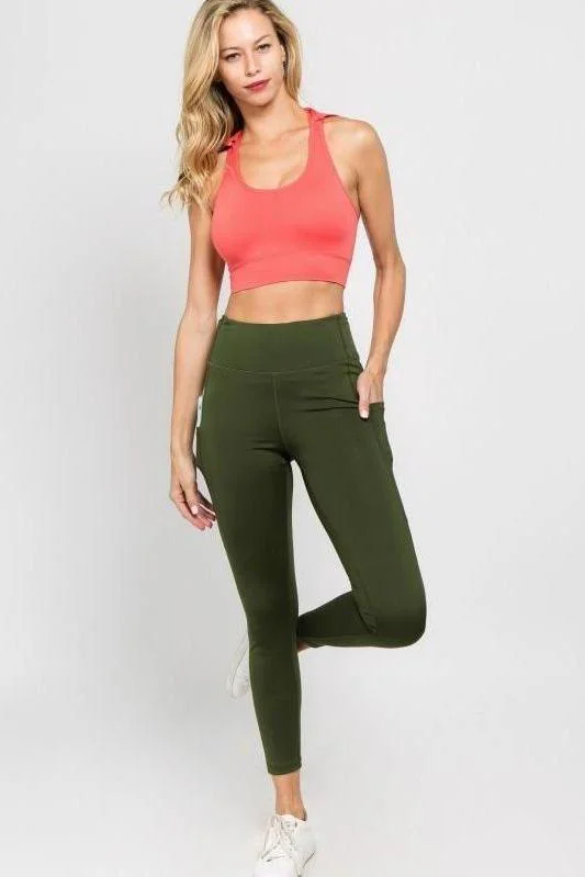 Limited Time High Waist Tech Pocket Army Green Leggings
