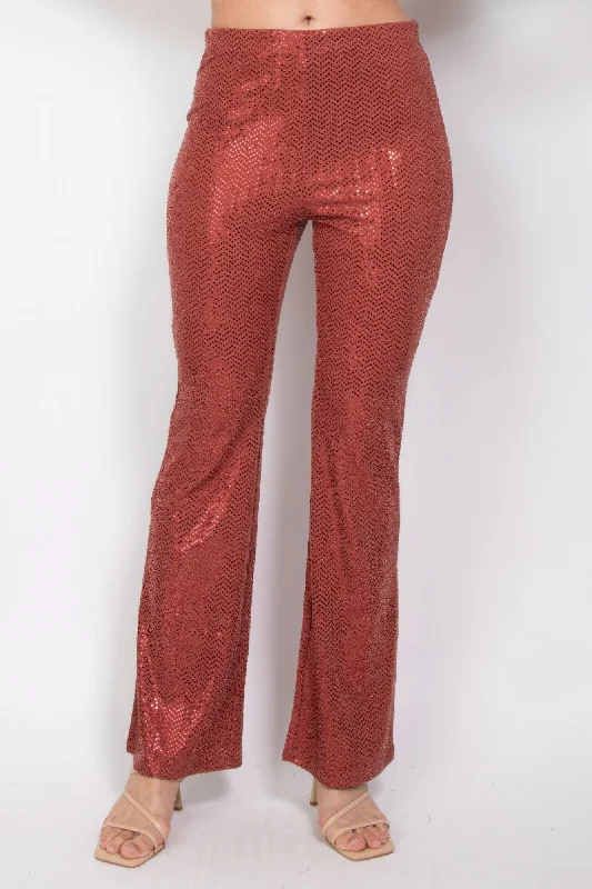 Act Fast Sequined Fit & Flare Midrise Pants