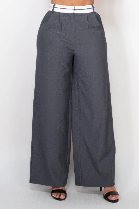 Special Price Pleated Double Waistband Pants