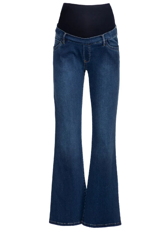 Deal Mania Graduated Flare Maternity Jeans - Medium Stoned Wash
