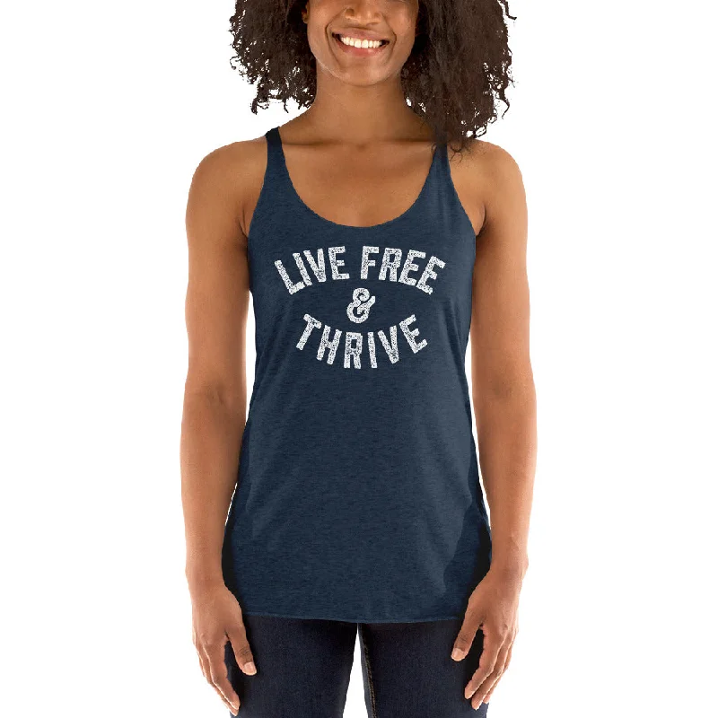 Can't Be Beat Live Free And Thrive Ladies’ Racerback Tri-Blend Tank