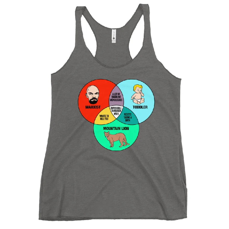 Super Sale Marxist Toddler and Mountain Lion Venn Diagram Women's Racerback Tank
