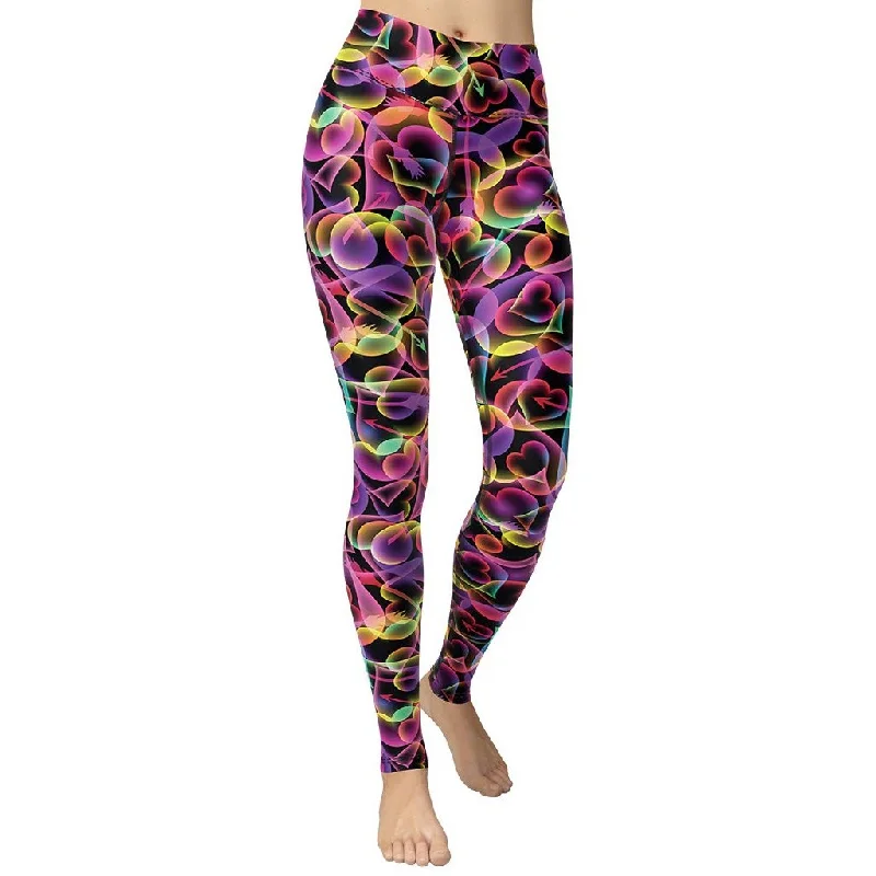 Super Deal Neon Heart Yoga Leggings