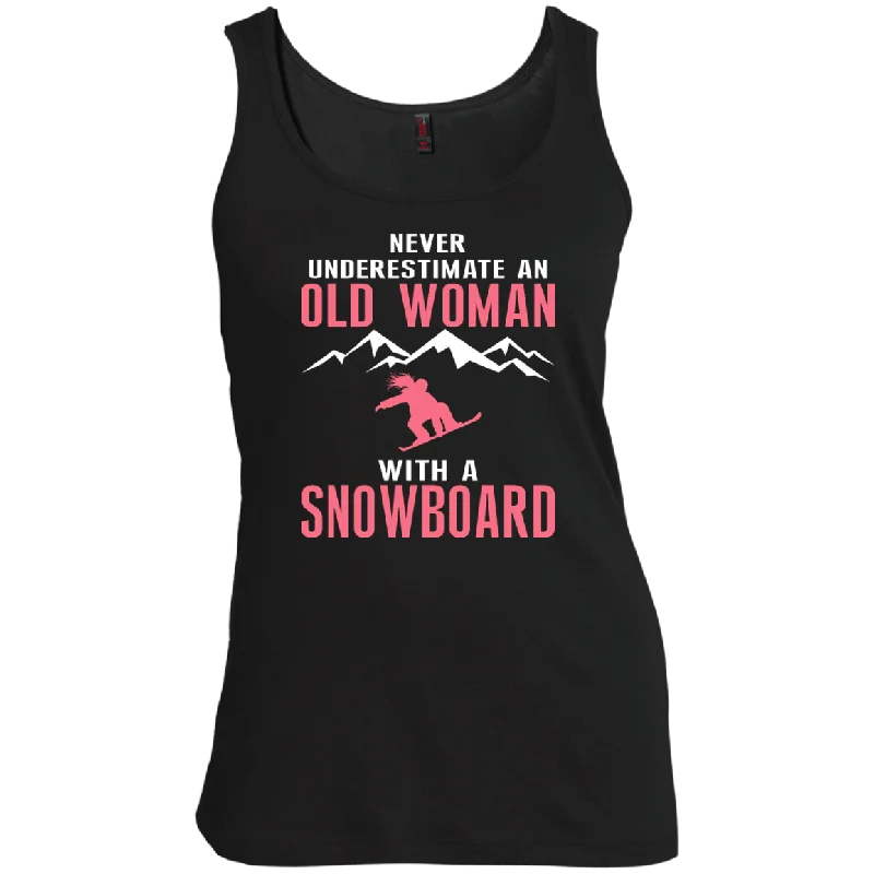 Price Reduction Never Underestimate An Old Woman With A Snowboard Tank Tops