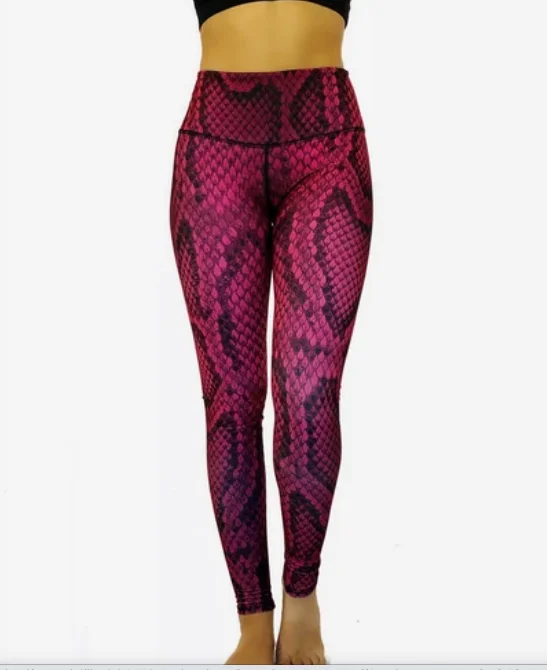 Huge Discounts Reversible Pink Snake Skin High Compression Legging