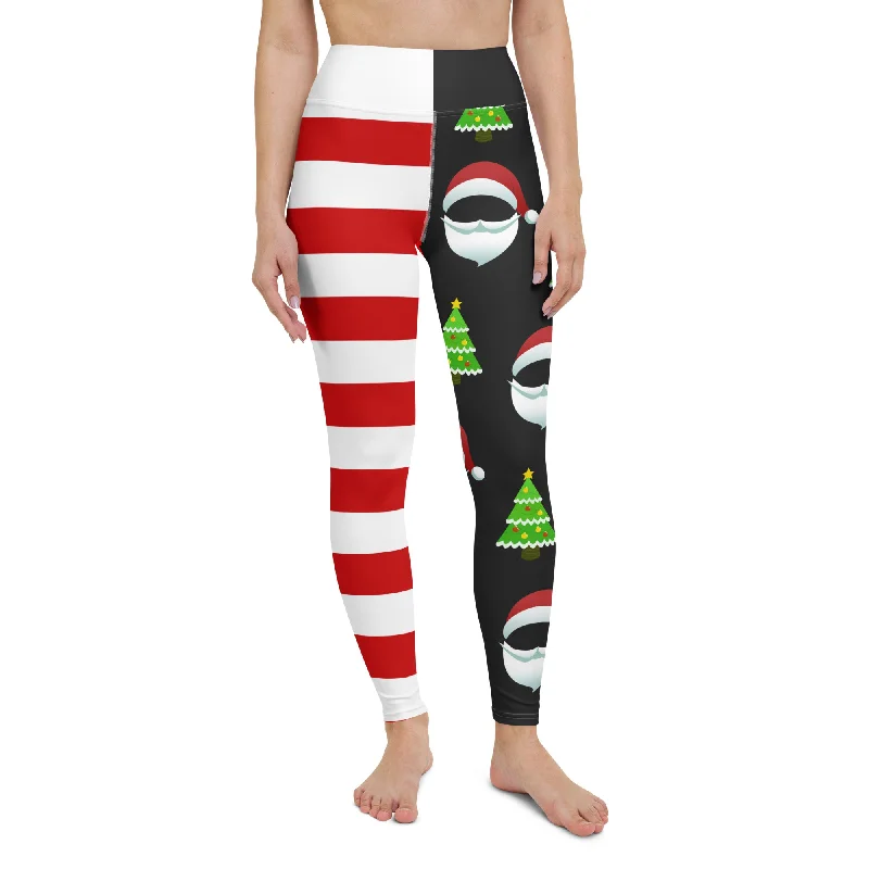 Savings Alert Santa Claus Stripes Yoga Leggings
