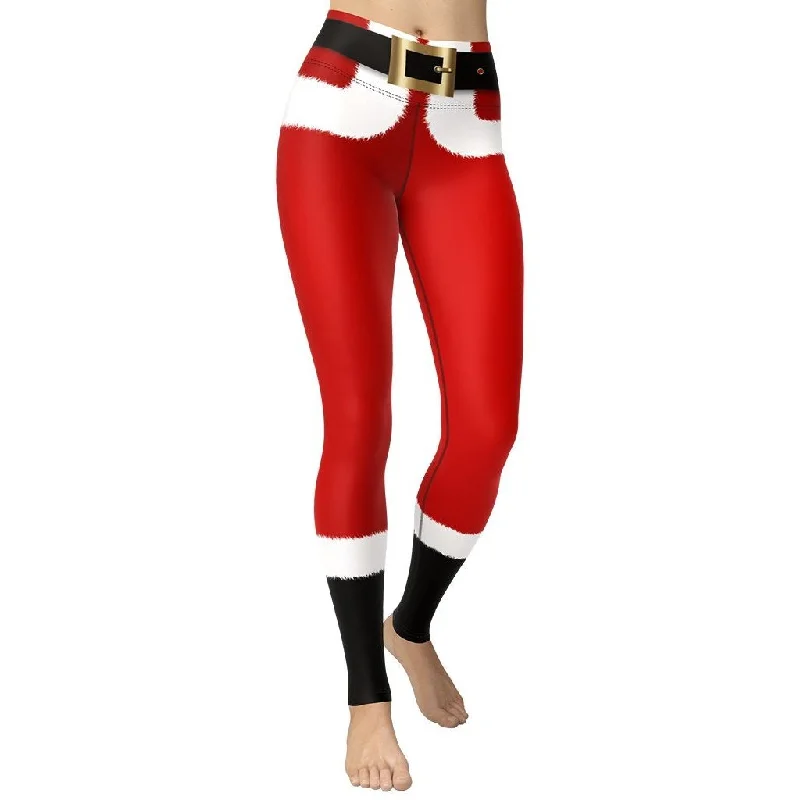 Special Offer Santa's Simple Outfit Red Yoga Leggings