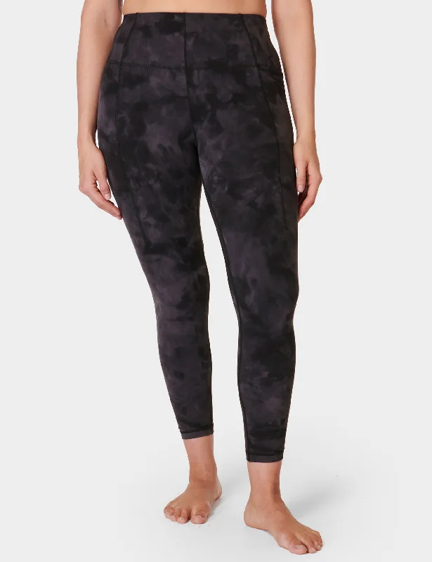 Great Deals Super Soft 7/8 Yoga Leggings - Black Spray Dye Print