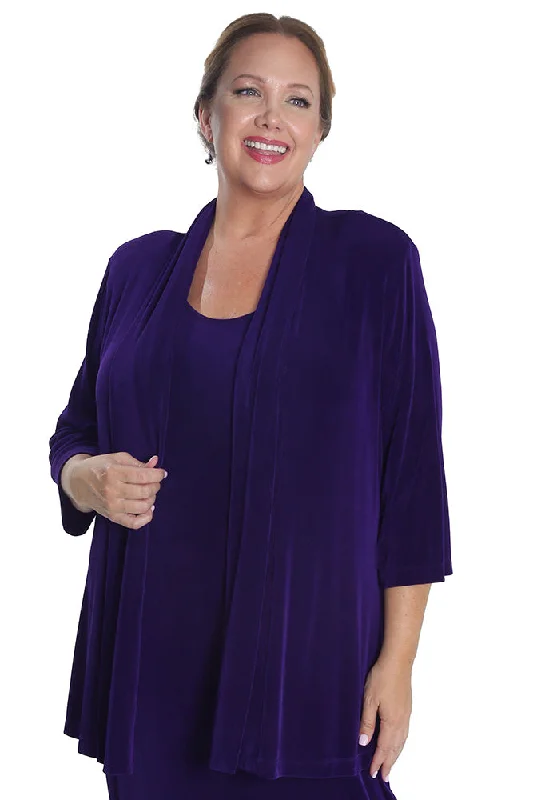 Best Seller Vikki Vi Classic Royal Purple 3/4 Sleeve Kimono Jacket