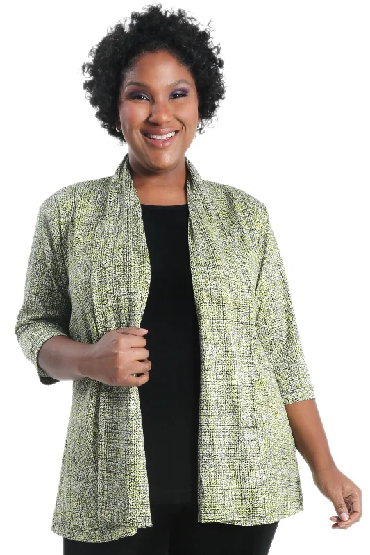 Daily Specials Vikki Vi Jersey Lemon Twill 3/4 Sleeve Kimono Jacket
