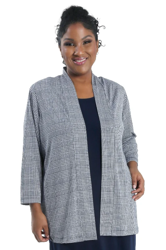 Referral Discount Vikki Vi Navy Plaid Kimono Jacket