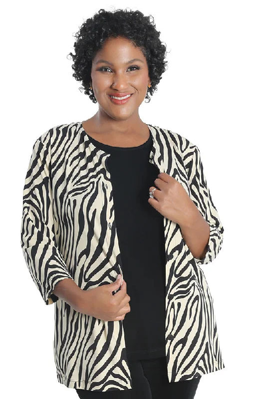 Clearance Event Vikki Vi Jersey Ivory Zebra Cardigan