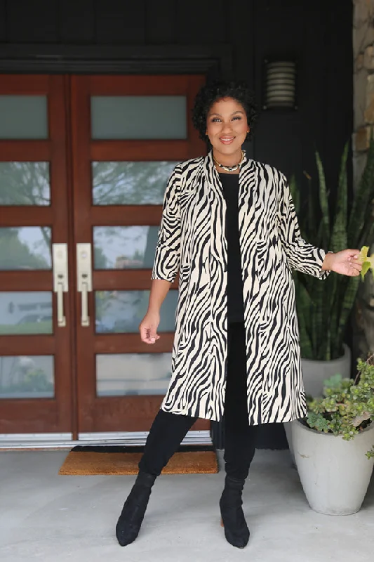 Mega Sale Vikki Vi Jersey Ivory Zebra Long Sleeve Kimono Duster