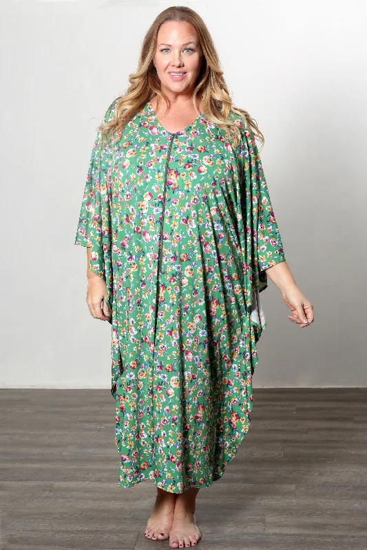 Price Fest Vikki Vi Jersey Kelly Floral Zip Front Caftan