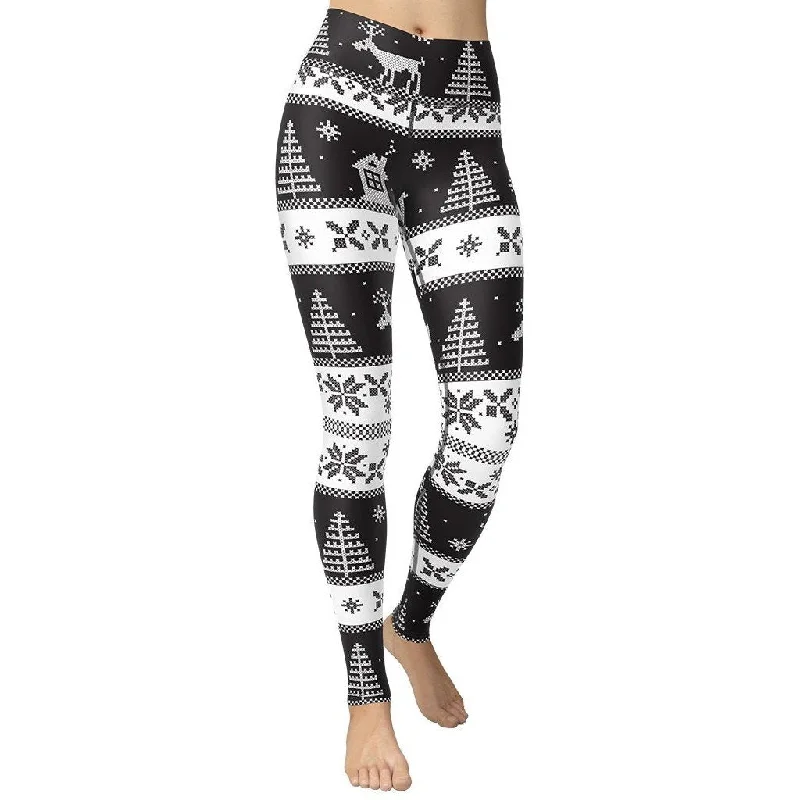 Unbeatable Prices Vintage Black & White Christmas Yoga Leggings