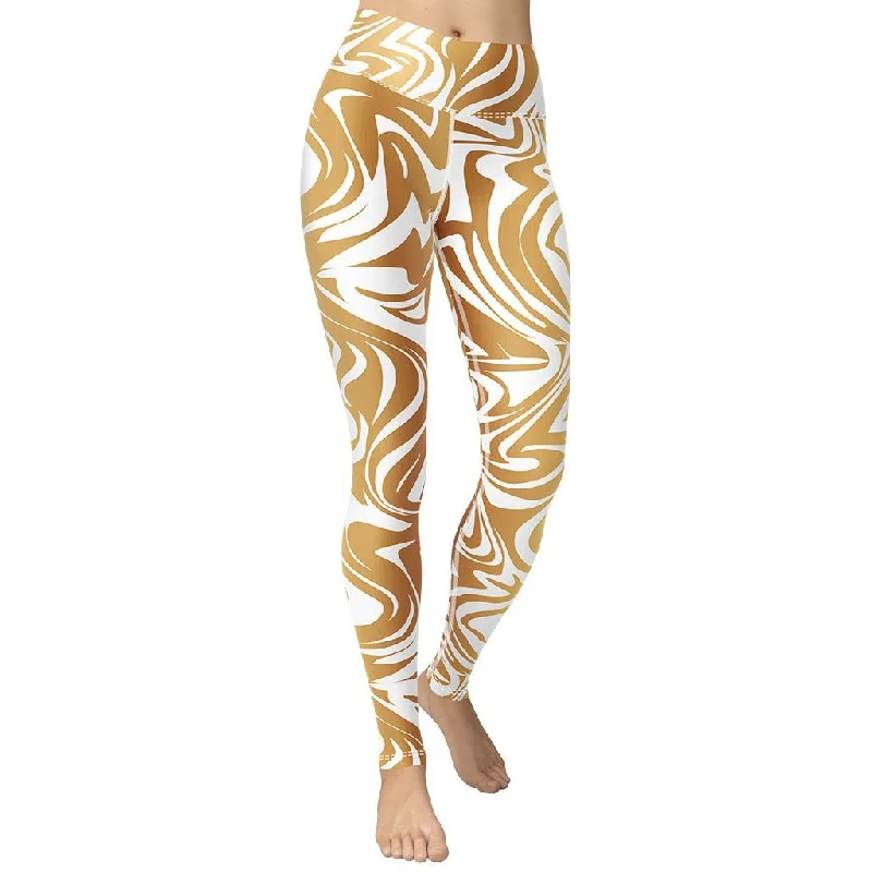 Sale Event White & Gold Print Yoga Leggings