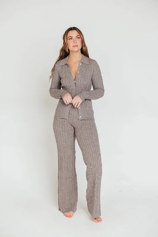 Warehouse Sale Premium Willow Cable Knit Pants in Greige