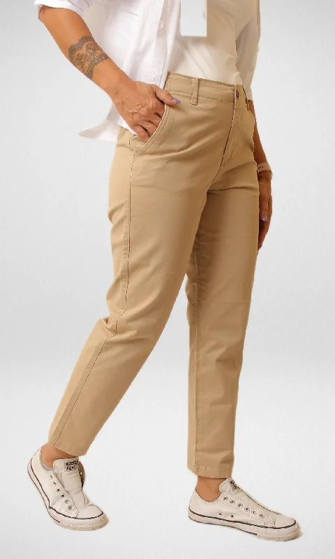 Discount Extravaganza Women Gabardine Pants (Beige)