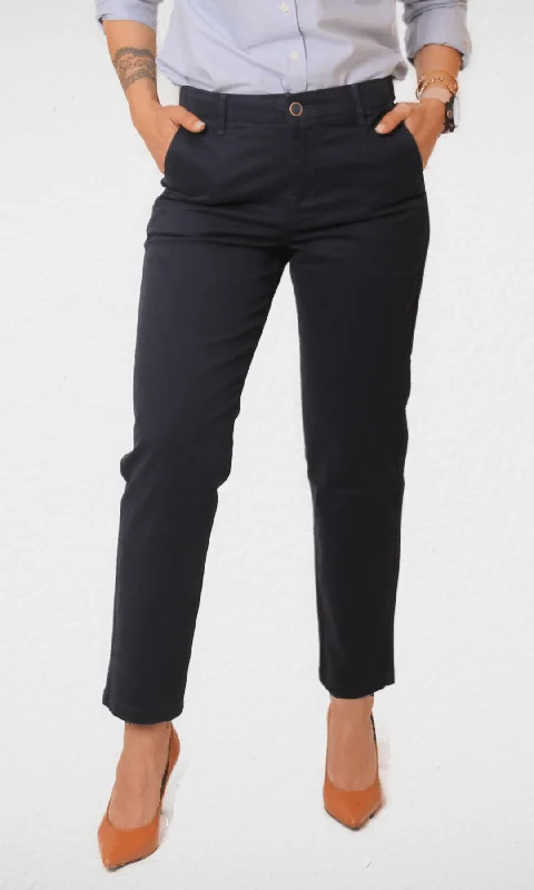 Deal Zone Women Gabardine Pants (Dark Blue)