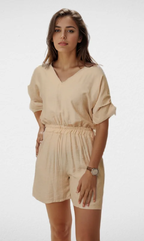 Savings Bonanza Women Jumpsuit Short (Beige)