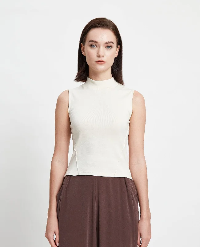 Act Now Supima Mock Neck Ribbed Tank