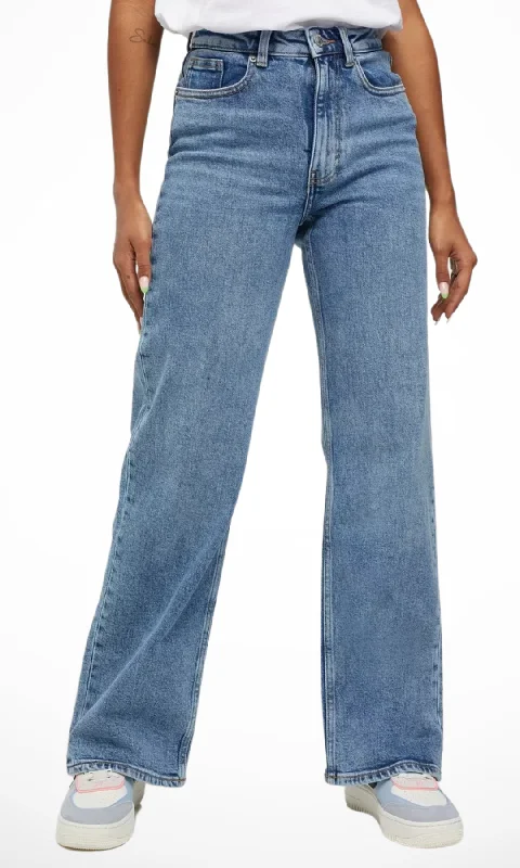 Sneak Peek Sale Original Women Wide Leg Jeans (Mid Blue)
