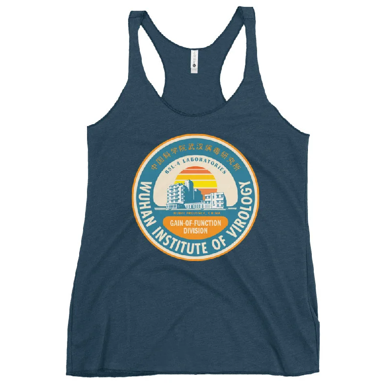 Last Chance Wuhan Institute of Virology Parody Women's Racerback Tank