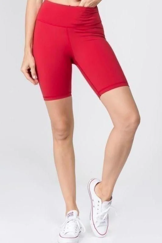 Daily Deals Active High Rise Matte Bike Shorts (CRIMSON)