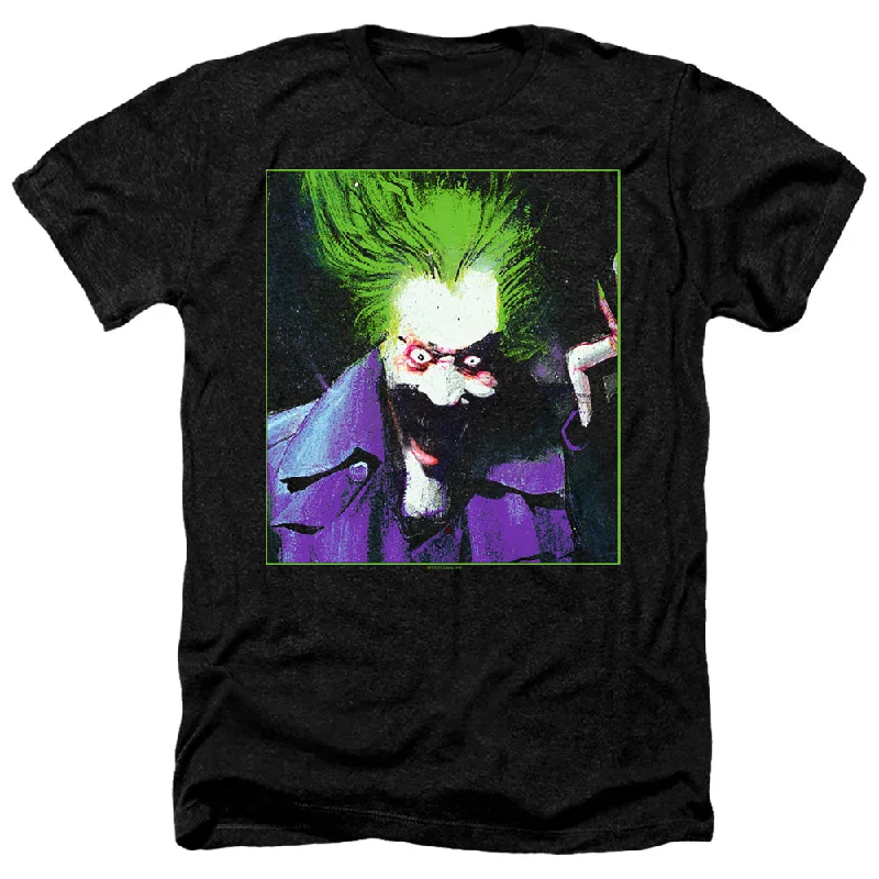 Closeout Batman Arkham Asylum Heather T-Shirt Joker Portrait Black Tee