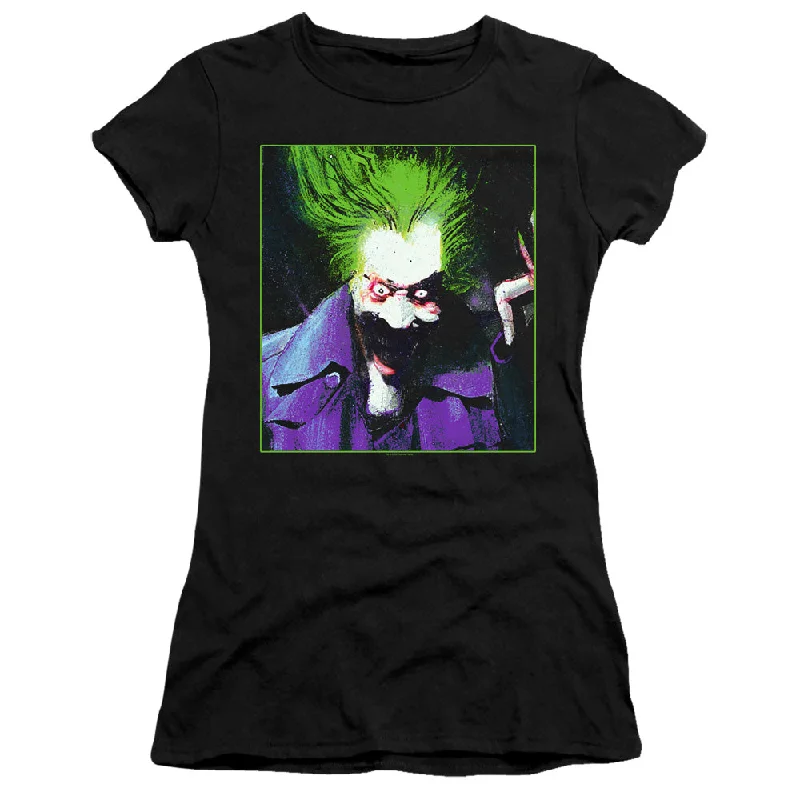 Can't Miss Batman Arkham Asylum Juniors T-Shirt Joker Portrait Black Premium Tee