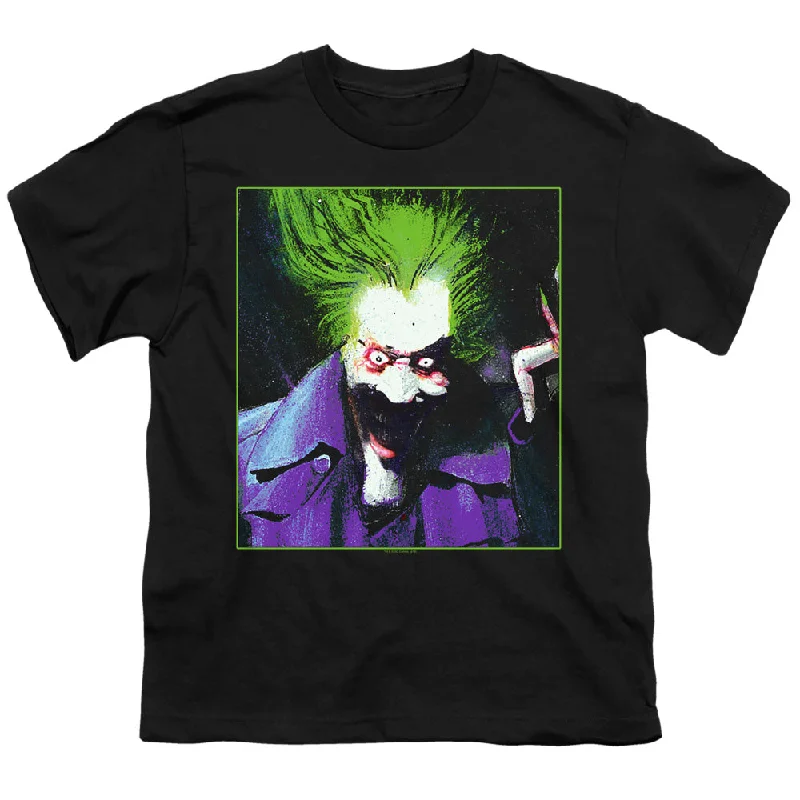 Early Access Batman Arkham Asylum Kids T-Shirt Joker Portrait Black Tee