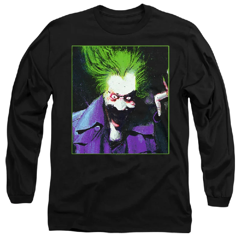 Bargain Prices Batman Arkham Asylum Long Sleeve T-Shirt Joker Portrait Black Tee