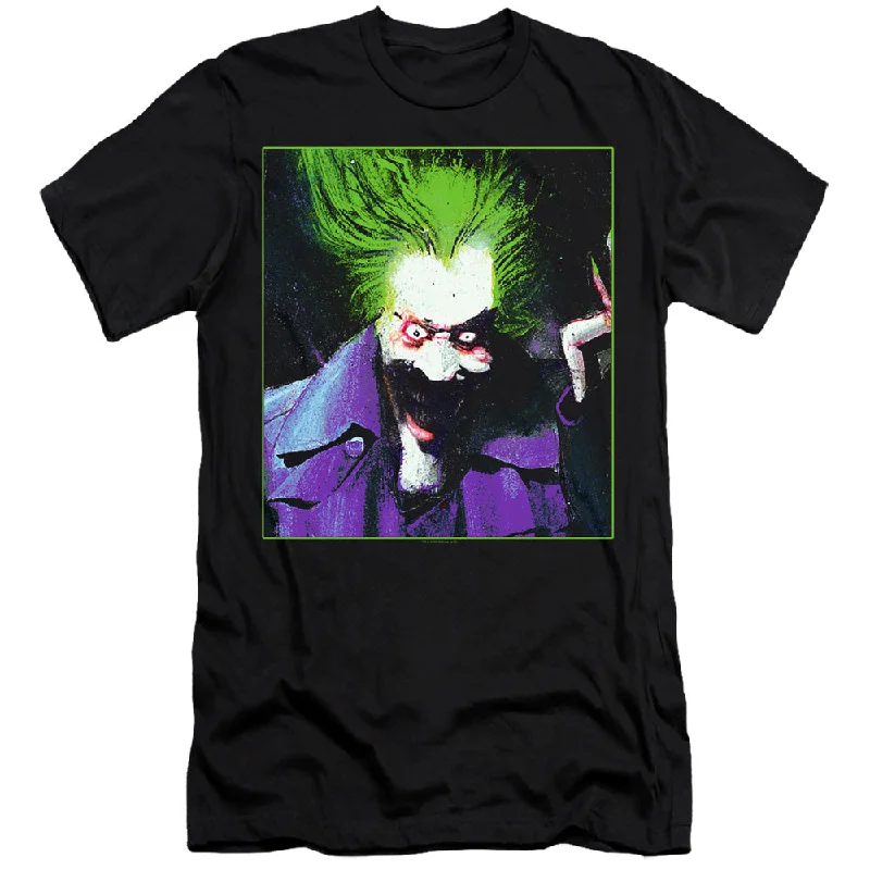 Daily Deals Batman Arkham Asylum Premium Canvas T-Shirt Joker Portrait Black Tee