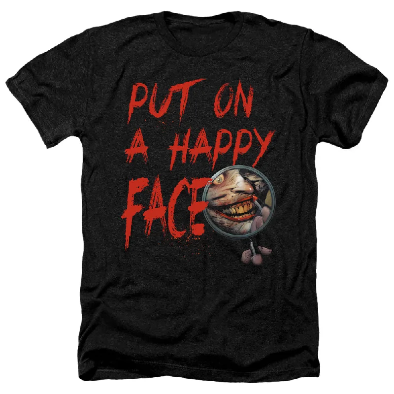 Bonus Savings Batman Heather T-Shirt Happy Face Black Tee