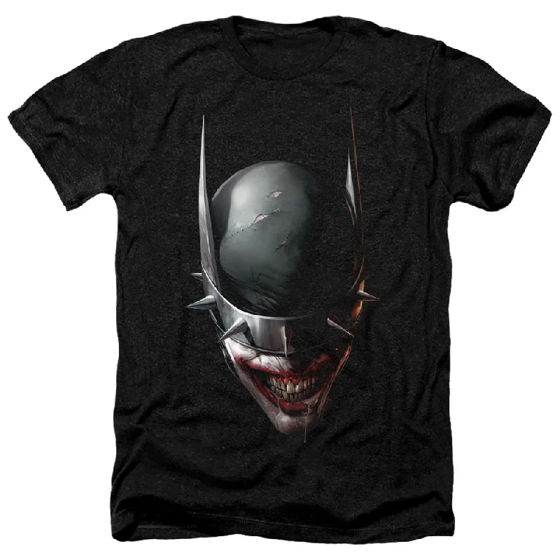 Get It Before It’s Gone Batman Heather T-Shirt Who Laughs Close Up Black Tee