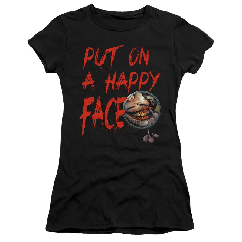 Closeout Batman Juniors T-Shirt Happy Face Black Premium Tee