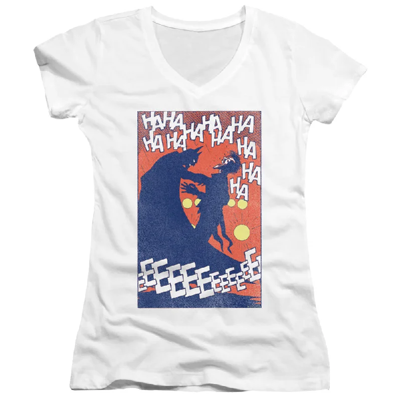 Last Chance Batman Juniors V-Neck T-Shirt Punchline White Tee