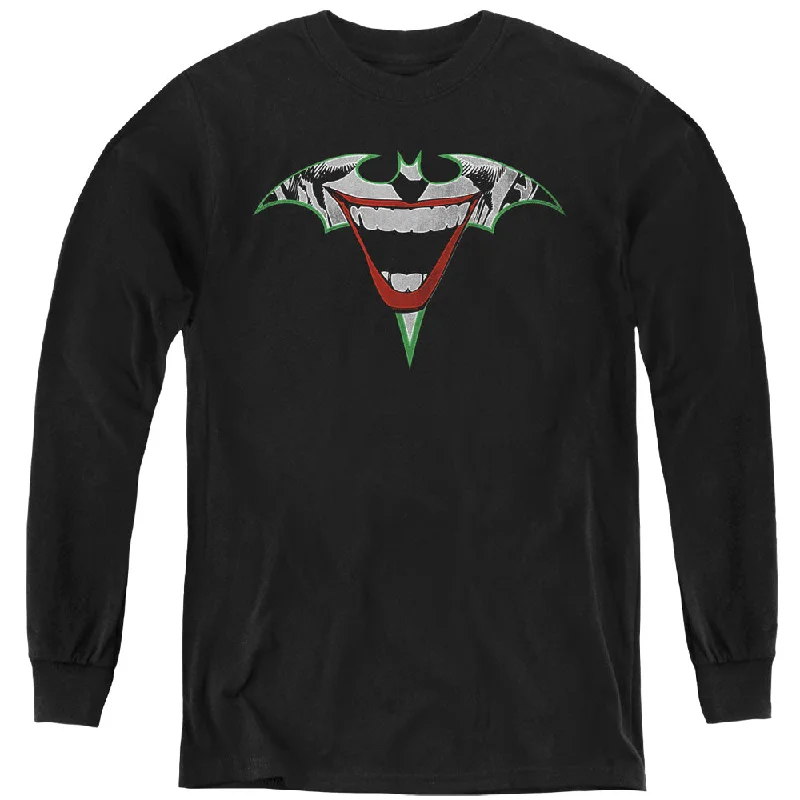 Overstock Batman Kids Long Sleeve Shirt Joker Bat Logo Black Tee