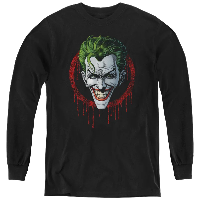Super Sale Batman Kids Long Sleeve Shirt Joker Drip Black Tee