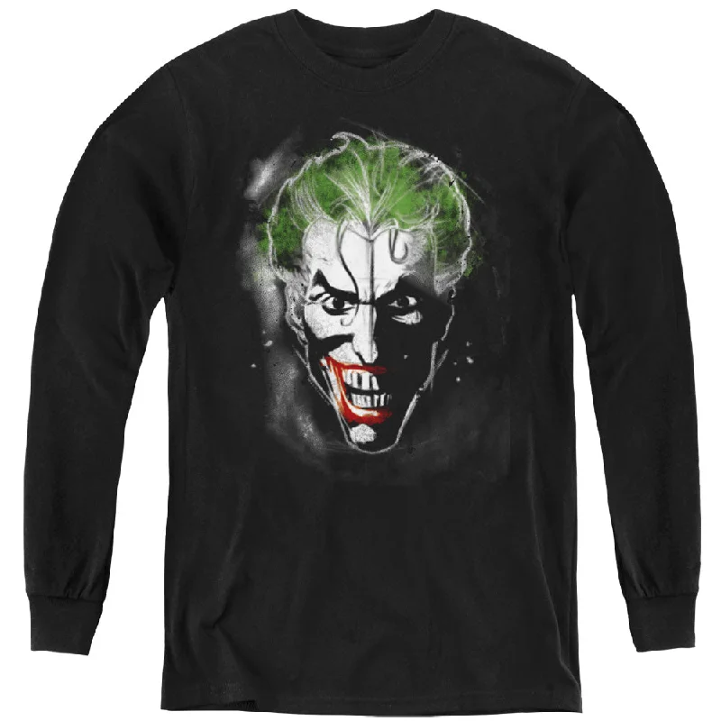 Deal Frenzy Batman Kids Long Sleeve Shirt Joker Face Makeup Black Tee