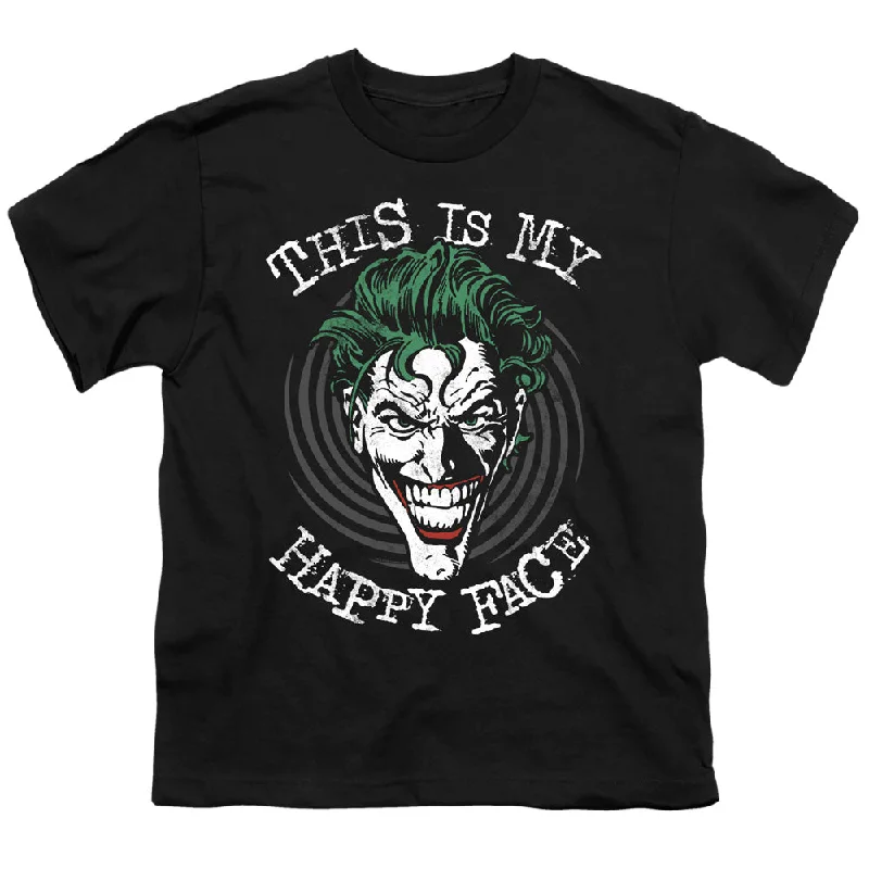 Flash Sale Batman Kids T-Shirt Happy Face Spiral Black Tee