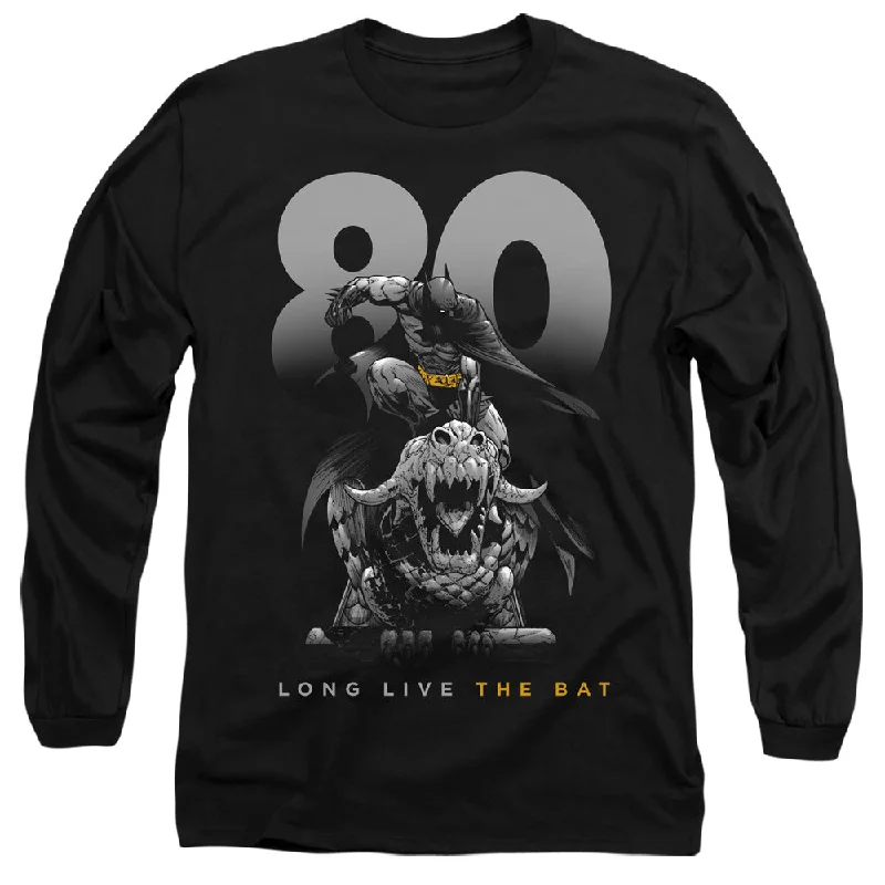 Exclusive Savings Batman Long Sleeve T-Shirt 80 Years Long Live The Bat Black Tee