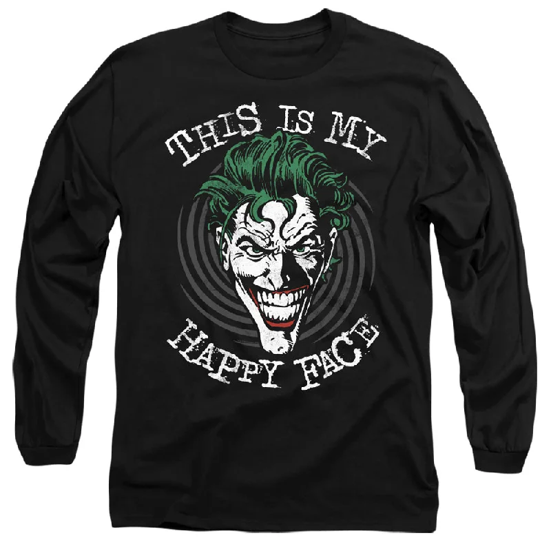 Take Advantage Batman Long Sleeve T-Shirt Happy Face Spiral Black Tee